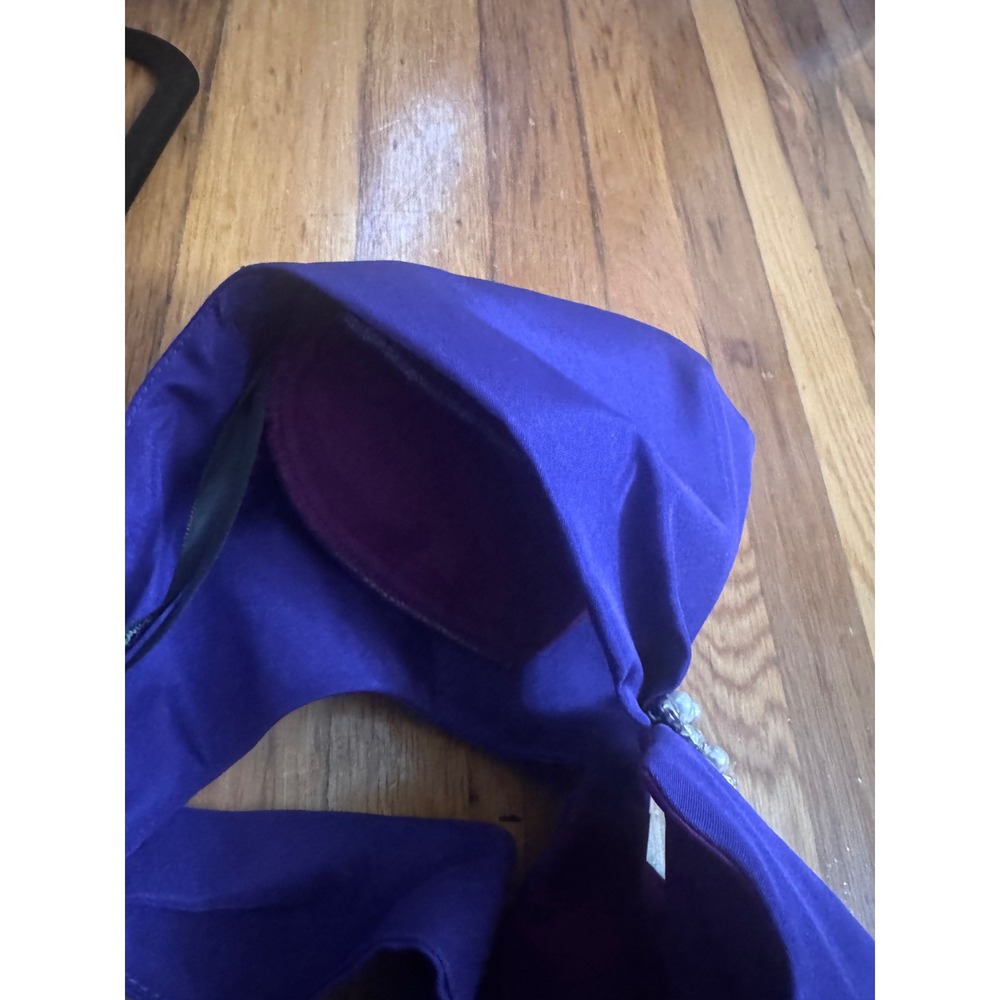 Vintage En Francais Huey Waltzer Purple Satin Cocktail Dress Pearl Detail Sz 8 - Picture 7 of 9